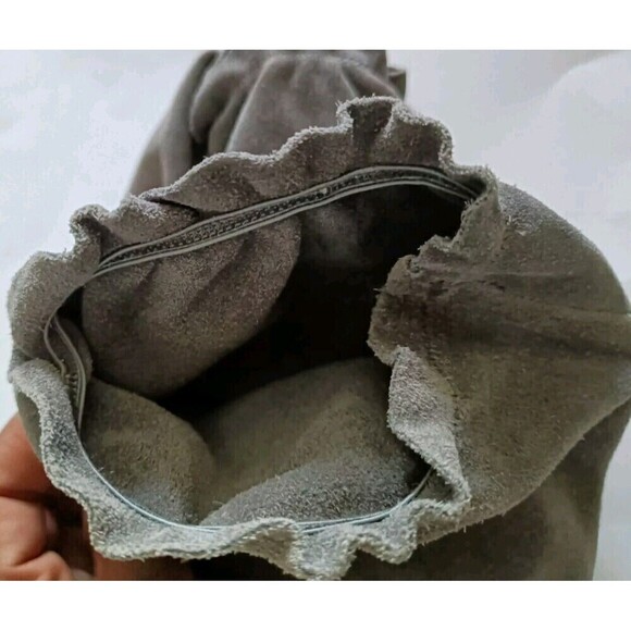 Michael Kors Knee High Boots Size 6 Leather Suede Pull On Cone High Heel Gray - Picture 13 of 14